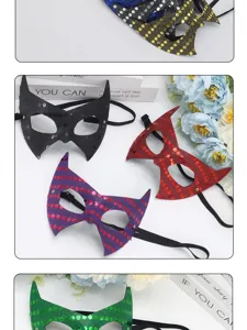 Sequin masquerade mask bat ear half face party mask for halloween carnival costume props