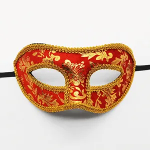 Rood gouden masker voor Halloween feest heren half gezicht flanel kant decoratie hoofd