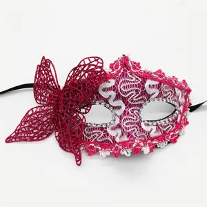 Venetian masquerade lace eye mask with side butterfly design for party and Halloween.