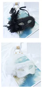 Venetian masquerade feather lace eye mask for sexy mesh party costume performance props