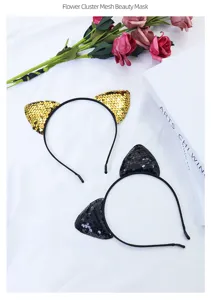 Pailletten Katzenohren Haarreif schöner Haarschmuck für Kinder Party Festival Kopfbedeckung Glanz