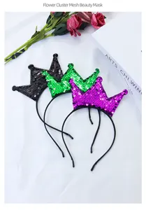 Buntes Pailletten Kronen Haarreif Set fuer Partys und Feiertage, suesse Haarschmuck Accessoires.