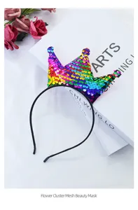Bunter Pailletten Kronen Haarreif für Kinder, glitzerndes Party Haarzubehör und süße Diademe.