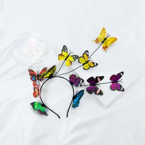 Cerchietto per capelli con farfalle colorate per festa di nozze di ragazze, stile fata.
