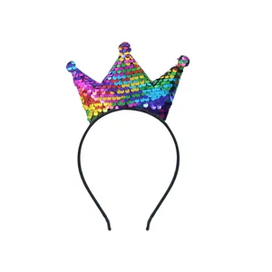 Bunte Pailletten Krone Haarreif für Kinder, glitzernde Prinzessin Haaraccessoires Party.