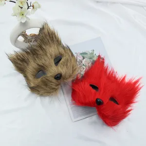 Halloween maschera volpe pelo lungo peluche mezzo viso gatto festa ballo cos costume