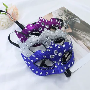 Maskerade Krone Halbgesicht Maske Glitzer Strass Venedig Party Requisiten Damen Kostüm