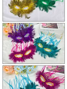 Venetiaans veren masker met pailletten voor carnaval feest en prachtig stijlvol oogmasker.