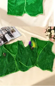 Grüne Pailletten Weste für Karneval Party, Sankt Patrick's Tag Kostüm, glänzendes Tanz Top.