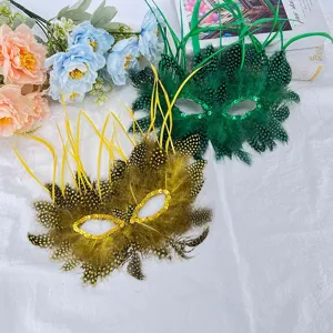 Venetiaanse struisvogelveren masquerade masker carnaval feest kostuum oogmasker dames