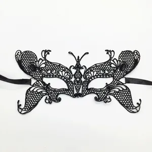 Schwarze Spitzen-Augenmaske für Damen Maskenball Party Halloween Kostüm sexy Gesichtsmaske.
