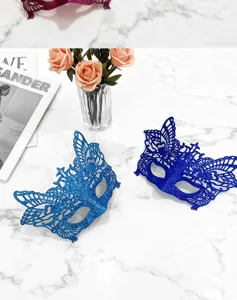 Blue glitter half face masquerade mask for Halloween party cosplay dress up sexy eye mask