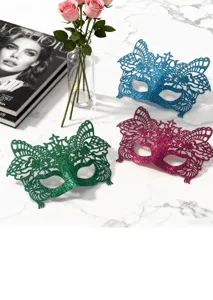 Glitter half face masquerade mask, butterfly lace eye mask for Halloween party costume dress up.