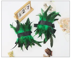 Halloween green feather leg warmers plush ankle cuffs for party cosplay costume accessories