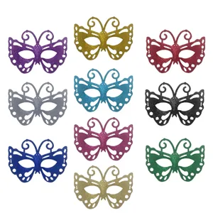 Maschera farfalla glitterata mezza faccia per festa di Halloween, elegante maschera occhi.