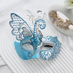 Venetian Masquerade Mask Blue Silver Butterfly Half Face Party Costume Accessory