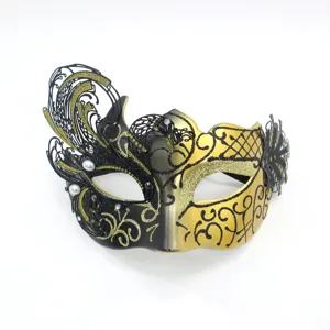 Elegant retro black gold half face masquerade mask for party halloween ball.