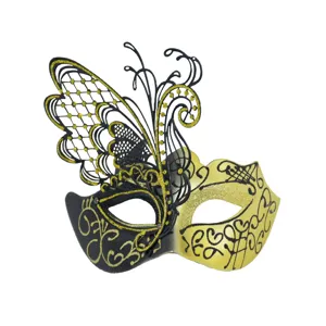 Black and gold Venetian masquerade mask with butterfly wings for party costume accessories