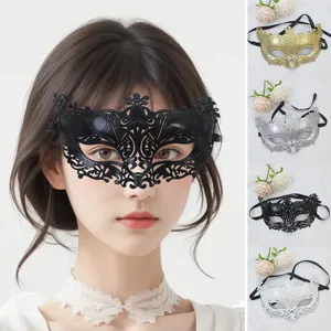 Women Masquerade Fox Mask Half Face Vintage Plastic Filigree Eye Mask For Halloween Carnival Party Ball Costume Accessory