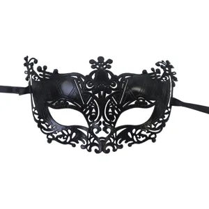 Black plastic masquerade mask half face retro filigree eye mask for party Halloween costume.