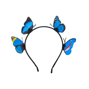 Serre-tête papillon bleu pour femme, accessoire de cheveux mignon mode pour fête quotidienne.