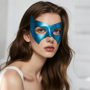Blue PVC bat mask for Halloween party, sexy masquerade eye mask, dress up cosplay costume.