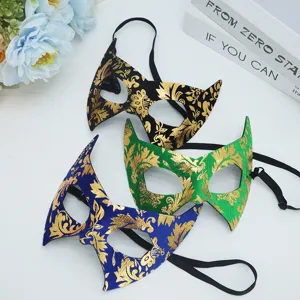 Halloween masquerade half face cat bat masks set, black green blue party costume eye masks.
