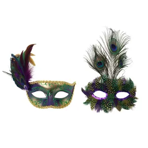 Festa di carnevale paillettes piume maschera di carnevale mezza faccia regina puntello