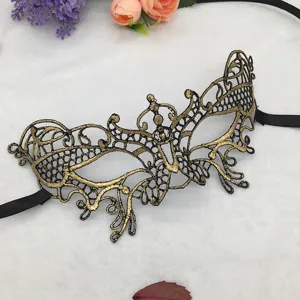 Gouden kant half gezicht masker vrouwen halloween masquerade feest kostuum accessoires decor