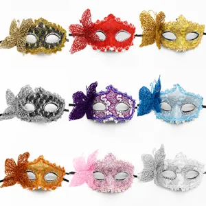 Exquisite Lace Masquerade Mask with Side Butterfly Venetian Party Eye Mask for Women Halloween