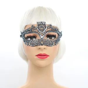 Exquisite schwarz-silberne Spitzen-Maskerade-Maske, ideal für Partys, Halloween und Fotorequisiten.