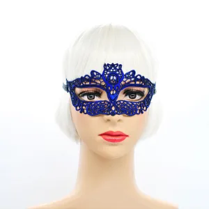 Blaue Spitzen Maske für Damen, sexy Katzen Augen Maske für Halloween Party und Kostüm.