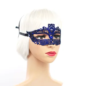 Blaue spitze maske sexy augenmaske für damen halloween party kostüm bühnenrequisiten