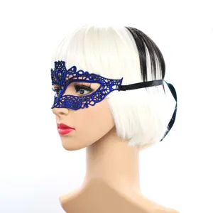 Blaues Spitzen Maskerade Augenmaske für Party, Halloween und Kostüm Cosplay Events.