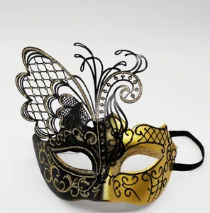 Exquisite schwarz goldene venezianische Maske mit Schmetterling Filigran für Party.