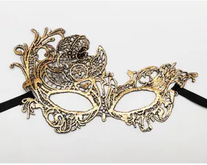Goldene spitze maske maskerade karneval damen herren venetianische kostüm zubehör party.