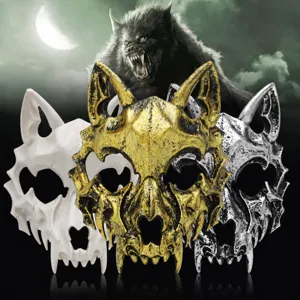 Halloween Horror Wolf Mask Costume Party Props Gothic Werewolf Bone Mask For Bars Masquerade Cosplay Photography Props