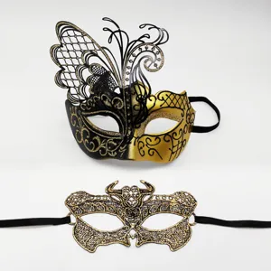 Venezianisches Maskenball Masken Set Spitze Strass Eisen Schmetterling Maske Für Karneval Kostüm Sexy Augenmaske Herren Damen