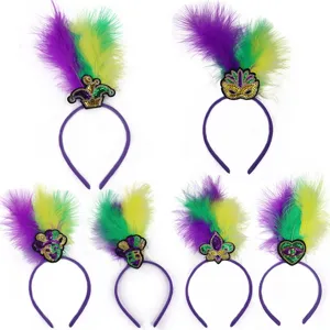 Karneval Feder Haarreif Mardi Gras Pailletten Haarschmuck Party Kostüm 6 Stück Set.