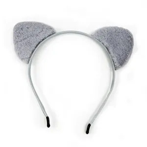 Grauer flauschiger Katzenohren Haarreif suesse Tier Haarband fuer Cosplay Party und Kostuem