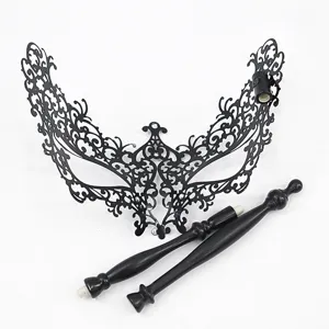 Halloween Venetiaanse zwarte ijzerkunst masker handheld feest kostuum rekwisiet