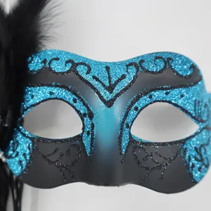 Mascherata festa mezza faccia glitter piuma maschera donne carnevale costume ball