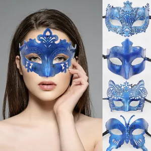 Rétro Demi-Visage Mascarade Masque Vintage Plastique Creux Sculpté Masques Pour Fête D'Halloween Cosplay Accessoires De Costume