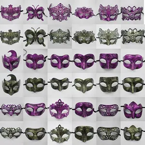 Maschera di carnevale vintage mezza faccia viola verde oggetti di scena per feste in costume