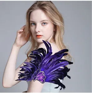 Halloween purple feather arm cuff festival party performance sequin elastic band accessory