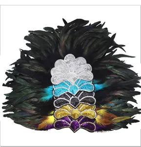 Halloween feather headdress carnival party performance sequin elastic Indian feather hair accessory