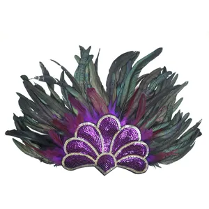 Halloween feather headdress carnival party performance sequin elastic hair accessory item