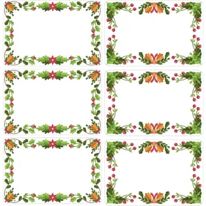 Kerst Bloemenframe Cadeau Labels Vakantie Decoratieve Stickers Handgeschreven Zegeningen Cadeauverpakking