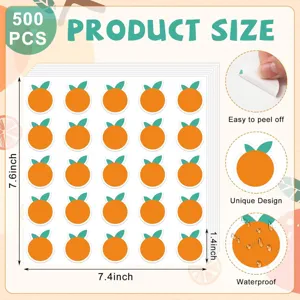 Adhésifs mignons orange étanches autocollants mignons 500 pcs pour décoration DIY