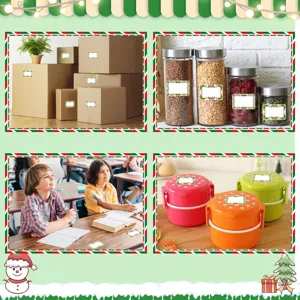 Kerstcadeau label stickers met hulstbes rand, blanco schrijfkwaliteit stickers voor verpakking.